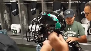 36K views · 770 reactions | Hawaii Rainbow Warriors Football paid a special tribute to the people back home affected by Hurricane Lane with these island helmet decals. | College Football on ESPN | Facebook