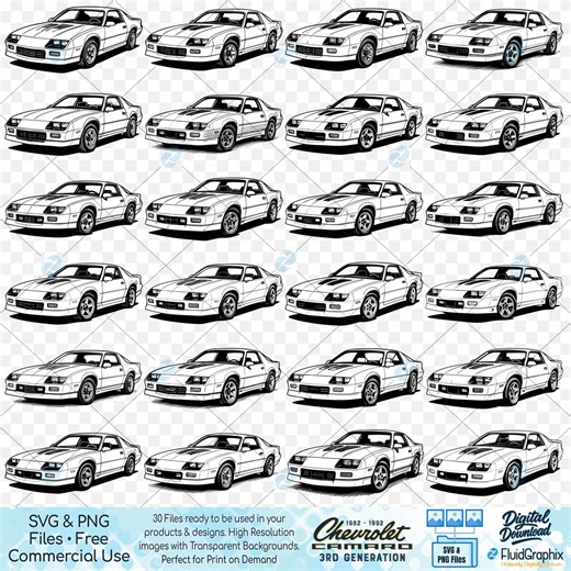 Chevrolet Camaro SVG Bundle: 3rd Gen Muscle Car Designs (digital Download - Etsy