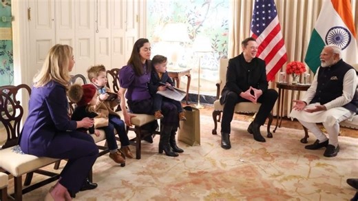 PM Modi meets Elon Musk in Washington DC, billionaire’s son X accompanies him
