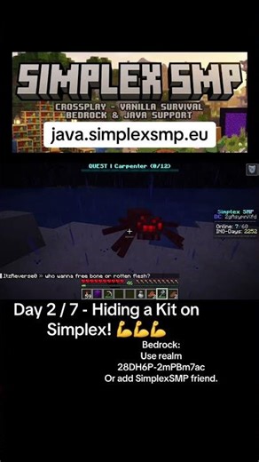 Hiding a Kit on Simplex!💪💪💪 #minecraft #java #bedrock #crossplay