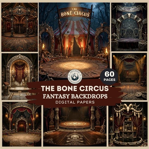 Bone Circus Backdrops Bundle, Gothic Carnival Stage Backgrounds Papers for DIY, Cards, Journal Kit, Scrapbooking, Collage, Sublimation. - Etsy