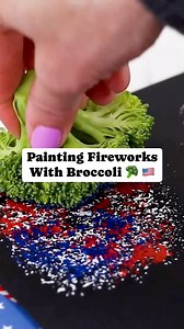 3.6M views · 12K reactions | BROCCOLI FIREWORKS!! 復 This easy fireworks art activity for kids uses broccoli as the “paintbrush” to make festive fireworks for the 4th of July! The girls and I had a blast with this one!! (See what I did there... ) TIP: Large pom-poms can be used instead of broccoli to make these fun fireworks! #fireworks #artsandcraftsforkids #processart | The Soccer Mom Blog - Positive Inspiration for Moms | Facebook
