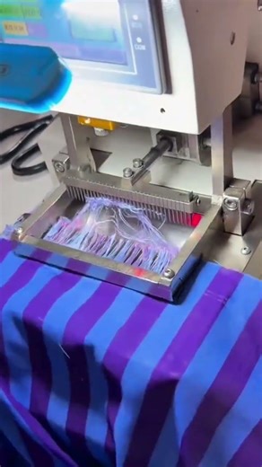 Automatic Fringe Embroidery on Striped Fabric with a Special Machine