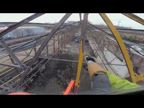 Watch me do some industrial Shot Blasting on a steel portal frame building