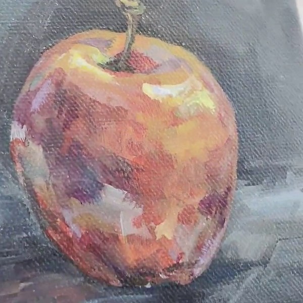 Apple. Slate. Wall Art Original Signed Still Life Fruit Painting on Canvas - Etsy