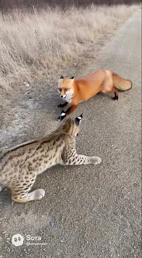 “Bobcat vs Fox: Rare Wild Encounter Caught on Camera in Stunning Daylight!”