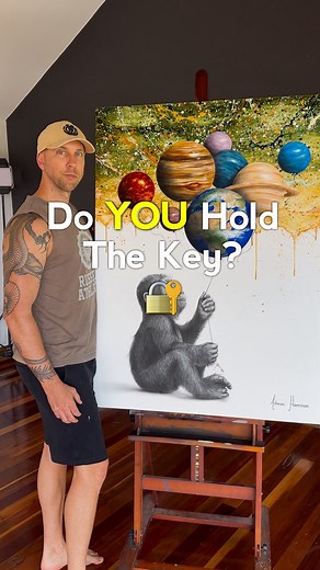 Do you hold the key? 🔐 This artwork of coconut charcoal powder, acrylic and oil painting on canvas explores the concept of religion in connection to how we all individually view and control our own worlds. I don’t particularly align with a religious belief, but rather appreciate many varieties aspects of all religions. Look carefully at the key lock at the end. 😉👨‍🎨 Original painting SOLD to art collector in NYC 🇺🇸 See you all in Miami USA this Nov/Dec! 💫 #art | Ashvin Harrison