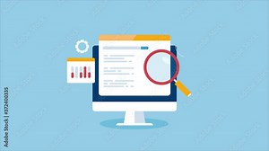 SEO concept. Search engine optimization strategy, website optimization and seo ranking data analysis. Digital marketing and online business search marketing report, internet technology. 2d animation.