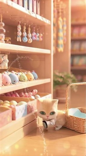 Kitten Buying Toys in a Pet Shop