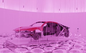 sebastien leon highlights AUDI's light frame with balloons