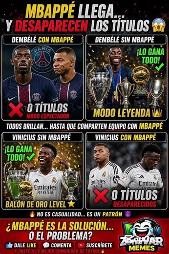 ¿Mbappé trae mala suerte? 😳 El dato que nadie quiere ver