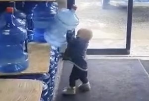 Little Boy Helped His Mom Unload Delivery Van