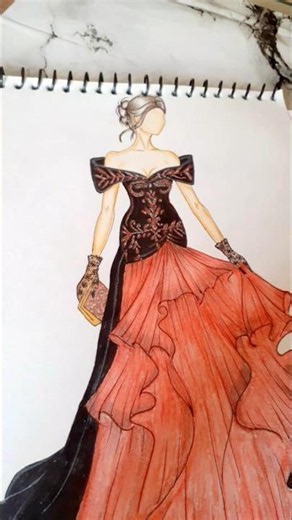 Beautiful Gown Dress Drawing for Beginners ✨#sketch #shorts #fashionillustration