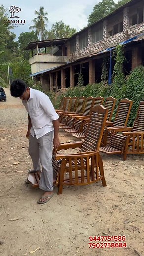 Crafted from the legendary Nilambur teak. Fresh Relax Chair stock just dropped! 🔥🪵 #furnituredesign #furnituredesign #sale #réel #wood #instagram #instagood #india #buy #online #trend #réel #post #viral | Canolli Wood Furniture
