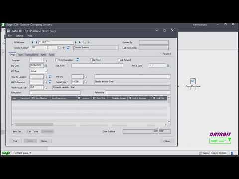 Creating Purchase Order in Sage 300