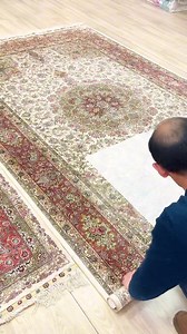 A very classic Persian pattern handmade silk carpet, both in pattern and color matching! #silkrug #Persianrug www.yilongcarpet.com | Henan Yilong Carpet Co., Ltd.