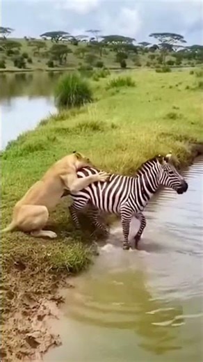 Lion Attacks Zebra Until Hippo Intervenes!