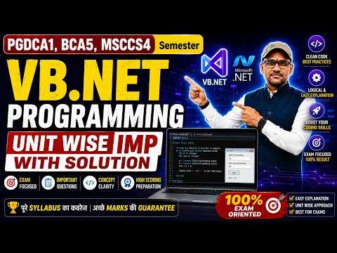 VB.NET Programming Important Questions 🔥 | PGDCA1, BCA5, MSC CS4 | Exam 2026