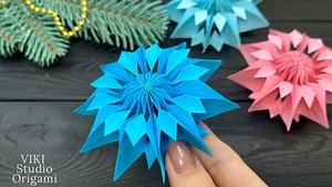 2.2K views · 102 reactions | 3D Paper Snowflake Tutorial Winter Ornaments Christmas decorations #tutorial #diy #christmas #christmasdecor #snowflake | Origami Studio | Facebook
