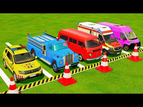 TRANSPORTING POLICE, FIRE TRUCKS AND AMBULANCE VEHICLES WITH MAN TRUCKS | FARMING SIMULATOR 22