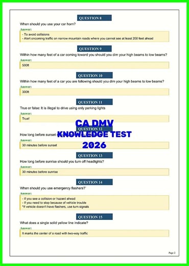 CA DMV KNOWLEDGE TEST 2026 video