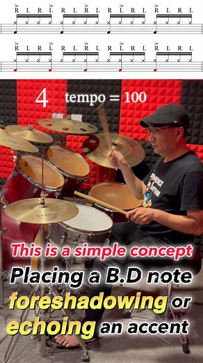 1.8K views · 134 reactions | This is a simple concept / Placing a B.D note foreshadowing or echoing a (H.H)(S.D)(F.T)accent #drum #drumming #drumlesson #lesson #accent #rudiments #foreshadowing #echo | 小葉流鼓藝工作室 | Facebook