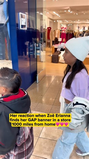We were traveling about 1000 miles away from home and Zoë happened to walk into her @gap banner at @gapkids! Mom and dad love her reactions! Have a Happy Thanksgiving! #youngtalent #modeling #advertising #everywhere #surprise #reaction | Zoe Erianna