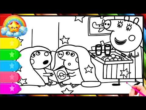 Peppa and Suzy's Sleepover! | Peppa Pig Tales Full Episodes | Peppa Pig coloring book