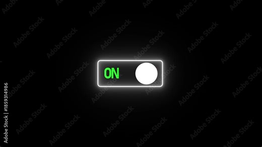Switch on and switch off button. Power digital button. Turning on-off animation. power off / on button animation technology concept animation on the black background.