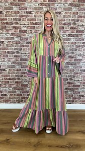 Presley Dress ~ ⭐️ £36 ⭐️ I Can’t Help Falling In Love With This One! 😍😍 * Made in Italy * 100% Cotton * Bohemian Style With Aztec Neon Print * Waffle Cotton Fabric * Breathable * Beautiful Bell Sleeves * Double Layered * Tiered Style * Button up in Oyster shell buttons * One Size- Recommended up to a UK 22/24 Shop Now ~ ❤️ Apacheshops.com ❤️ Direct Link ~ https://apacheshops.com/products/presley-dress | Apache Shops