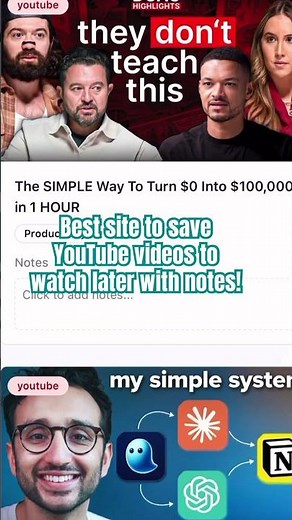 The Best site to save YouTube videos to watch later with your own notes! #Youtube #Youtubewatchlater