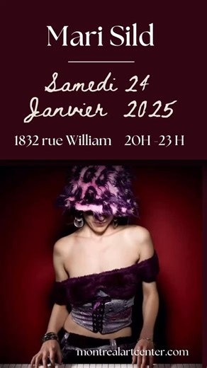 Montreal Art Centre & Museum |Event Space| Global Art League on Instagram: "Les compositions de Mari, écrites en estonien, en anglais et en français, combinent des paysages émotionnels nordiques avec des grooves captivants, interprétés par Mari elle-même (voix et piano), Deny Lester (guitare) et Leyla Kibrité (violon). L’improvisation joue un rôle clé dans leurs performances vibrantes, qui ont captivé le public à travers le Canada, l’Europe et le Brésil. Date : samedi 24 janvier 2025 Ouverture d