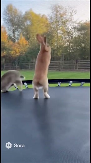 Cute bunny rabbits jumping on a trampoline #shorts #cute #trending #tiktok