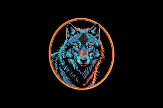 Neon Wolf Machine Embroidery Design, Cyberpunk Alpha Wolf Head Pattern, 4 Sizes, Instant Download - Etsy