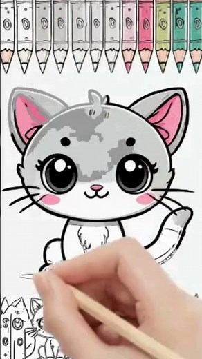 วาดแมวน่ารักง่ายๆ พร้อมระบายสี( Easy Cute Cat Drawing & Coloring ) #วาดรูป #ระบายสี #วาดแมว