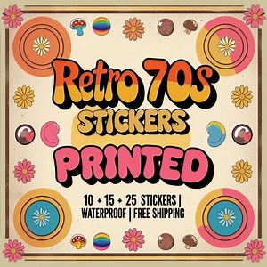 70s Retro Sticker Pack: Waterproof Hippie, Disco, Groovy Decals - Etsy