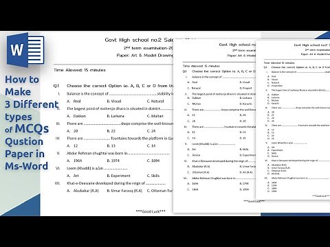 how to make different type of Multiple choice question paper in ms word 2019