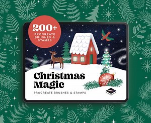 Christmas Magic Procreate Brush Set – 200  Festive Stamps With Snow, Stars, Lights, Baubles, Branches, Animals and Holiday Textures - Etsy
