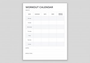 Printable Weekly Workout Planner: Fillable Fitness Tracker (digital Download)