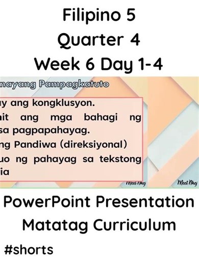 Filipino 5 Matatag Curriculum PowerPoint Presentation Quarter 4 Week 6 Day 1-4 #grade5matatag #ppt