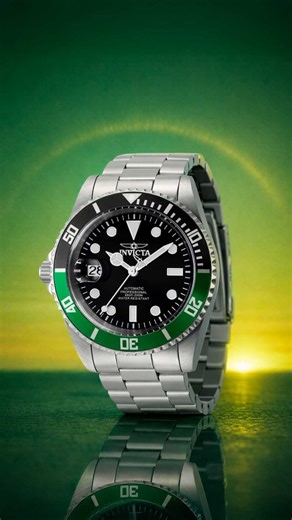 Invicta Pro Diver 43975 is a classic automatic diver with a bold green-and-black twist—clean, confident, and built for real water-ready wear. 🛡️ 42mm stainless-steel case with a 14mm profile ⚙️ TMI NH35A automatic movement with 24 jewels 🧭 Green/Black stainless-steel bezel for bold contrast ⚫ Black metal dial for a clean diver look 🔩 Screw-down crown for a tighter seal ✨ White Tritnite lume for low-light visibility 🌊 200m water resistance for dive-ready confidence 🔗 Stainless-steel bracelet