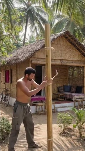 From Empty Land to Bamboo Hut | Step by Step Build#shots