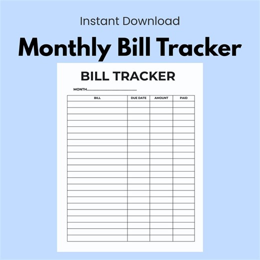 Bill Tracker Printable , Expense Tracker ,financial Planner ,personal Finance,monthly Budget ,a4,a,letter,half Size Pdf - Etsy
