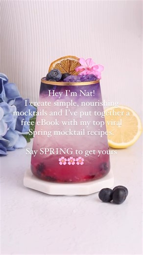 Mocktail Recipes | Natalie Battaglia on Instagram: "It’s time for a little treat! 🌸🍸 With so many requests for Spring mocktails, I’ve created a free eBook for you with my most viral recipes. Just say SPRING and I’ll send it over! Cheers 🫶🏻 #mocktails #springdrinks #alcoholfree #boozefree #mocktail"