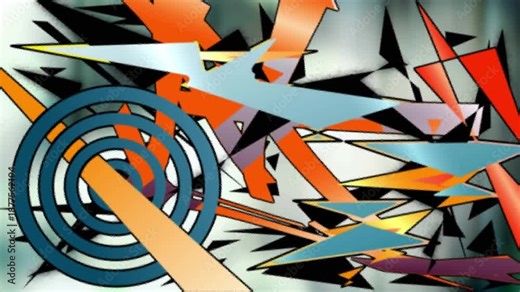 Animation of comic 5 options text over multiple comic speech bubbles with comic sound effects texts