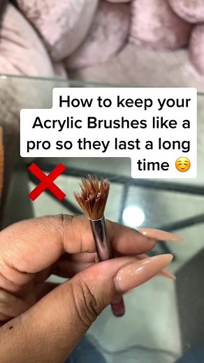 Acetone dries out brushes. You can use acetone to clean your brushes but after you do that, dip your brush into monomer. It moisturises the brush. #fypシ #acrylicnails #kolinskybrush #acrylicbrushcare #acrylicbrushes #kachynails #actlikeapro #viraltiktok #tutorial #tiktoknigeria