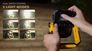 FORTO High Lumen Work Light, 2000Lm Waterproof IP67, 8 Modes, Rechargeable Portable Worklight