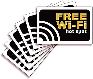 iSYFIX Free Wi-Fi Inside Signs Stickers - 6 Pack 4x6 Inch - Premium Self-Adhesive Vinyl, Laminated for Ultimate UV, Weather, Scratch, Water and Fade Resistance, Indoor & Outdoor