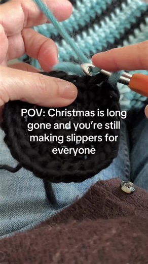 …still crocheting my slippers… #chrochettiktok #crochetslipper #rubyyarnstudioslipper #sailorslippers