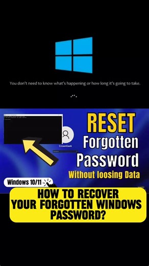 Computer Geeks on Instagram: "🔓 Forgot Your Windows Password? Here’s How to Reset It! (Educational Only) ⚠️ Use responsibly! Do not attempt on unauthorized devices. 💾 Save this for emergencies! 1️⃣ Hold SHIFT + Click RESTART (on login screen). 2️⃣ Troubleshoot → Advanced Options → Command Prompt. 3️⃣ In CMD, type: C: CD Windows CD System32 4️⃣ Rename files (bypass security!): ren utilman.exe utilman1.exe ren cmd.exe utilman.exe 5️⃣ Close CMD → Continue (PC restarts). 6️⃣ Click Accessibility Ic
